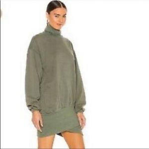Young Fabulous and Broke Asymmetric Dark Green Turtleneck Mini Dress Small